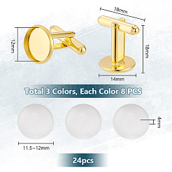 24Pcs 3 Style Rack Plating Brass Cufflinks&nbsp;KK-PH0006-69