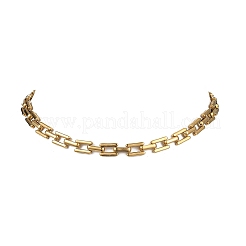 8mm 304ステンレススチール製長方形リンクチェーンネックレス（男女兼用）  ゴールドカラー  15.94インチ（40.5cm）&nbsp;NJEW-JN06084