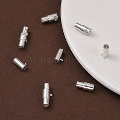 真鍮製ロッキングチューブマグネットクラスプ  コラム  銀  15x4mm  穴：2.8mm&nbsp;X-MC079-S