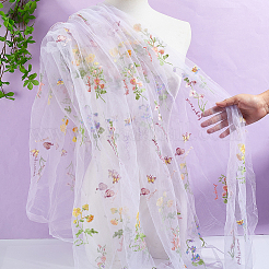 ポリエステル生地1枚  服装アクセサリー  花の長方形  ラベンダー  1300x0.8mm  2ヤード/個&nbsp;DIY-HY0003-49A
