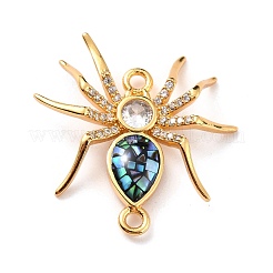 Rack Plating Brass Micro Pave Cubic Zirconia Connector Charms&nbsp;KK-F833-05G