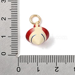 プリントブラスペンダント  ストライプのチャームが付いたコマ  ゴールドカラー  カラフル  16.5x7.5x7.5mm  穴：4mm&nbsp;KK-CBAB1CA-13G