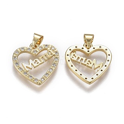 Brass Micro Pave Clear Cubic Zirconia Pendants&nbsp;X-ZIRC-A011-09G