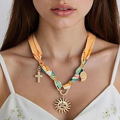 Polyester Collar Choker Necklaces for Women&nbsp;NJEW-SP0001-18