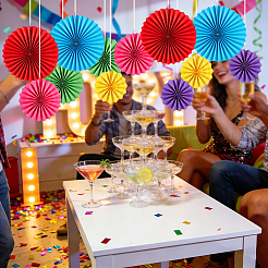 6Pcs Paper Fans Flower for Wedding Birthday Carnival Welcome Party Decorations&nbsp;DIY-WH0349-570