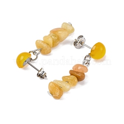 Natural Topaz Jade Dangle Stud Earrings&nbsp;EJEW-JE06371-08