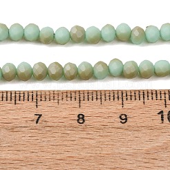 ハーフレインボーメッキ多面カットロンデルガラスビーズ連売り  艶消し  ターコイズ  4~4.5x3~3.5mm  穴：0.8mm  約110~119個/連  14~15インチ&nbsp;EGLA-L007-B02-4mm