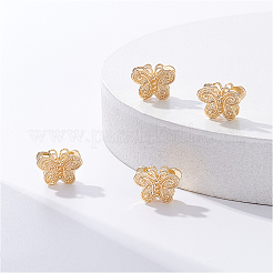 真鍮ビーズ  蝶  18KGP本金メッキ  11x13.5x5mm  穴：1.5mm  20個/箱&nbsp;KK-BC0006-57G