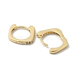 Brass Micro Pave Clear Cubic Zirconia Hoop Earrings&nbsp;EJEW-E295-28KCG