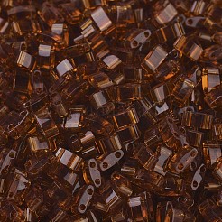 MIYUKIハーフティラビーズ  日本製シードビーズ  2の穴  （htl134)透明ダークトパーズ  5x2.3x1.9mm  穴：0.8mm  約250PCS /ボトル  10 G /ボトル&nbsp;SEED-JP0008-HTL134