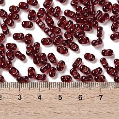 ガラスシードビーズ  透明色  ピーナッツ  暗赤色  5~6x2.5~3x3~3.5mm  穴：1~1.2mm  約5000個/ポンド&nbsp;SEED-L011-02A-09