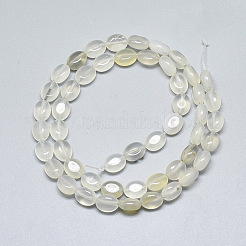 天然ホワイトアゲート瑪瑙ビーズ連売り  オーバル  8x6x4mm  穴：1mm  約49~50個/連  14.5インチ〜14.7インチ&nbsp;G-S357-B10
