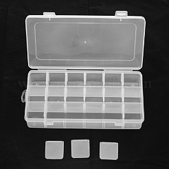 プラスチックビーズ収納ケース  調整可能な仕切りボックス  18のコンパートメント  長方形  透明  235x128x43mm  コンパートメント：37x37mm&nbsp;CON-S030