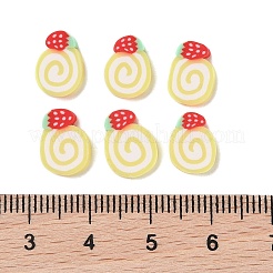 手作り樹脂クレイカボション  イチゴとケーキ  淡黄色  9.5~10.5x7~8.5x1.8~2.5mm&nbsp;CLAY-B005-10B