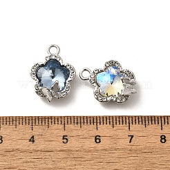 合金ペンダント  ラインストーンとガラス付き  鉛フリー＆カドミウムフリー＆ニッケルフリー  ラックめっき  花  ミックスカラー  プラチナ  19x14.5x7mm  穴：2mm&nbsp;FIND-H015-25P