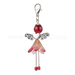 6Pcs 6 Colors Fairy Alloy Beaded & Glass & Acrylic Beaded Pendant Decoration&nbsp;HJEW-JM03064