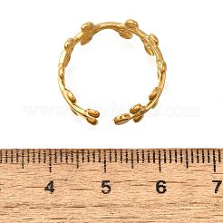 304ステンレススチールオープンカフリング  葉  18KGP本金メッキ  8mm  調整可能&nbsp;RJEW-M072-08G