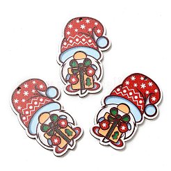 Single Face Christmas Printed Wood Big Pendants&nbsp;WOOD-D025-24