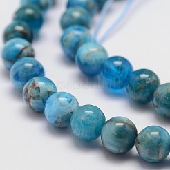 天然石アパタイトビーズ連売り  ラウンド  6.5mm  穴：1mm  約62個/連  15.7インチ&nbsp;X-G-D856-01-6.5mm
