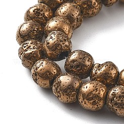 Electroplated Natural Lava Rock Beads Strands&nbsp;G-A251-B01-01A
