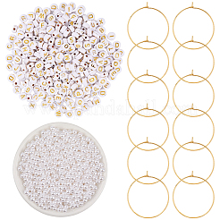 キットを作るDIYワイングラスチャーム  アクリルビーズのメッキを含む  プラスチックパール調ビーズ  真鍮製フープピアス  文字と丸が付いたフラットラウンド  ミックスカラー  4~7x3.5~4mm  穴：1.8mm&nbsp;DIY-SC0032-98