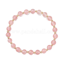 Synthetic Cherry Quartz Glass Round Beaded Stretch Bracelets for Men Women&nbsp;BJEW-JB12386-01