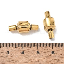304ステンレススチール製ヨーロピアンクラスプ、コードエンド付き  コラム  イオンプレーティング（ip）  長持ちメッキ  18KGP本金メッキ  19x18.5mm  穴：3mm&nbsp;SA-CBABC0F-11G