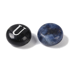 天然混合宝石ビーズ  アルファベット付きフラットラウンド  U字  8.5~9x5~5.5mm  穴：1.2mm&nbsp;G-L524-20U
