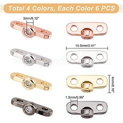 24Pcs 4 Colors Rack Plating Brass Pave Clear Cubic Zirconia Connector Charms&nbsp;KK-GA0001-35