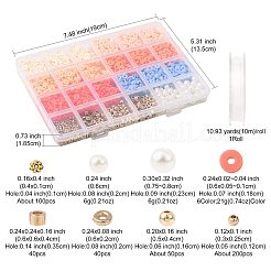 キットを作るDIYブレスレット  手作りのポリマークレイビーズを含む  ccbプラスチックラウンドビーズ  伸縮性のある糸  ABSプラスチックパール調ビーズ  ミックスカラー  6x0.5~1mm  穴：1.8mm&nbsp;DIY-FS0010-15