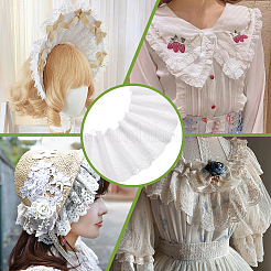5ヤードのコットン刺繍フラワーレーストリム  花柄レースリボン  洋服アクセサリー  ホワイト  7-1/4インチ（185mm）&nbsp;OCOR-MA0001-30