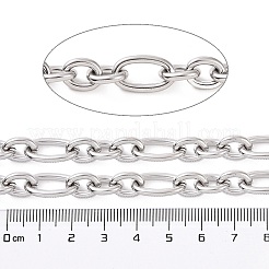 変色しにくい304ステンレススチール製フィガロチェーン  溶接されていない  スプールで  ステンレス鋼色  17x10x2mmと11x8.5x2mm  約16.40フィート（5m）/ロール&nbsp;CHS-E009-02P