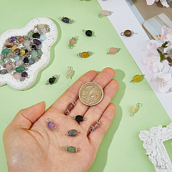72Pcs 9 Colors Natural Gemstone Connector Charms&nbsp;PALLOY-FH00199