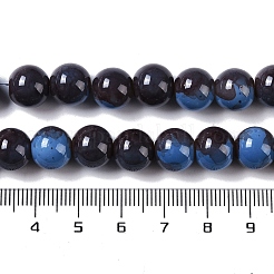 ベーキングペイントガラスビーズ連売り  ラウンド  プルシアンブルー  10mm  穴：1.4mm  約85~86個/連  31.10~31.50''（79~80センチメートル）&nbsp;GLAA-H031-01C-05