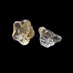 透明ガラスビーズ  ペチュニア  金粉付き  ライトカーキ  9x9x6mm  穴：1.4mm&nbsp;GLAA-T025-81B-03