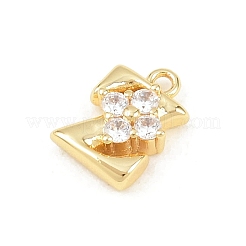 Brass Micro Pave Clear Cubic Zirconia Charms&nbsp;KK-Z151-18G-Z