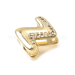 Brass Micro Pave Clear Cubic Zirconia Initial Spacer Bars&nbsp;KK-E802-34G-Z