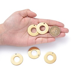 304ステンレスペンダント  鏡面研磨仕上げ  空白のスタンピングタグ  サークルリング  ゴールドカラー  30x1.8mm  穴：1.6mm&nbsp;STAS-I140-08G