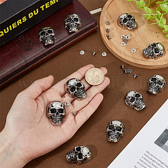 合金装飾リベット12個  鉄ネジ付き  DIYの荷物とハードウェアアクセサリー用  スカル  アンティークシルバー  35x25.5x13mm&nbsp;AJEW-OC0013-99AS