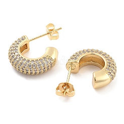Brass Pave Clear Cubic Zirconia Stud Earrings&nbsp;EJEW-U005-02G