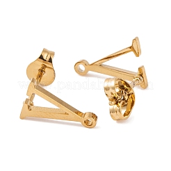 イオンプレーティング（IP）304ステンレススチールスタッドピアス  女性のための  V字  11.5x8mm  穴：1mm  ピン：0.7mm&nbsp;FIND-Q103-01V-G