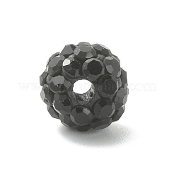 ラインストーン パヴェ ディスコ ボール ビーズ  樹脂粘土ラインストーンビーズ  ラウンド  ジェット  8mm  穴：1.8mm&nbsp;RB-TAC0002-02B-06