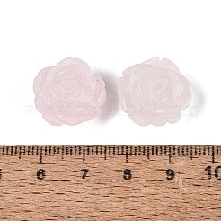天然ローズクォーツ彫刻ビーズ  花バラ  片穴  15~17x15~17x7~10mm  穴：1~1.2mm&nbsp;G-Q601-41A-02