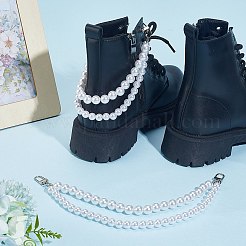 2Pcs Glass Pearl Chains Boot Strap Chains&nbsp;HJEW-SP0001-46