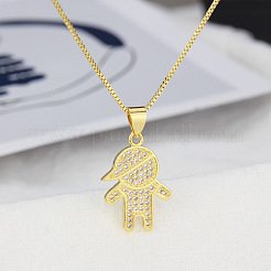 Brass Micro Pave Clear Cubic Zirconia Boy Pendant Necklaces&nbsp;FS-WGEEEEA-01