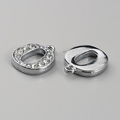 合金ラインストーンチャーム  数  プラチナ  num.0：15x13x2.5mm  穴：1.4mm&nbsp;ALRI-WH0006-03P-00