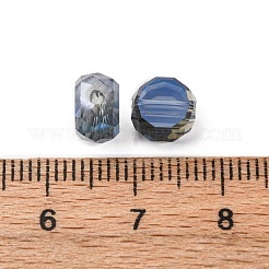 電気メッキガラスビーズ  フラットラウンド  多面カット  フル虹メッキ  スチールブルー  8x5mm  穴：1.2mm&nbsp;EGLA-U003-01A-FR03