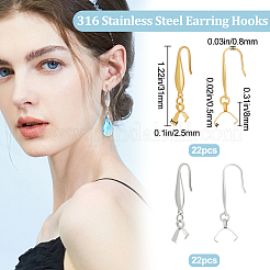 44Pcs 2 Colors 316 Stainless Steel Earring Hooks&nbsp;STAS-BBC0004-24