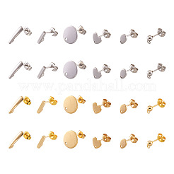 304ステンレススチールスタッドピアス金具  カン付き  混合図形  ミックスカラー  96個/箱&nbsp;STAS-TA0004-38