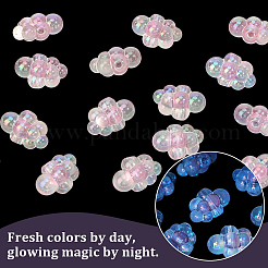 35 個の UV メッキレインボー虹色アクリルビーズ  ツートン  ブドウ  ピンク  25x16x14mm  穴：3.7mm&nbsp;PACR-PA0001-23A